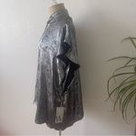 Worthington 0X Shimmering Silver Blouse Keyhole Neck Short Sleeve Satin Photo 2