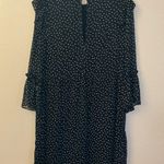 Topshop Size 10 Black White Polka Dot Knee Length Dress Sheer Ruffles Photo 8
