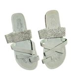 Mexican Leather Green Embroidered Strap Sandals Size: 9 Photo 0