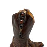 Fauzian Jeunesse vintage worn western cowboy mid calf gem stone embelished boots Brown Size 8 Photo 2