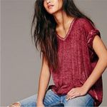 Free People  Beach Oversized Purple Keep Me Burnout Tee Photo 8