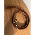 Coach Vintage  Tan Brown Leather Silver Brass Buckle 5922 Braided Belt 42" Size Photo 4