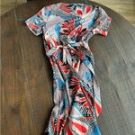 Colorful Patterned Wrap Dress Red Size 4 Photo 3