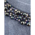 Kate Spade  Navy Blue Cardigan Sweater Beaded Collar Womens Wool Medium Photo 5