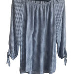 Fred David Women Top XL Blue Gingham 3/4 Sleeve Flowy Casual Preppy Coastal Photo 0