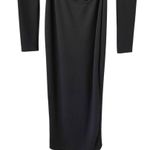 Adika Long Sleeve Ribbed Backless Maxi Dress In Black Photo 6