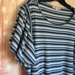 Coastal Comfort Blue Stripe Relaxed Fit Flowy Flutter Sleeve Dress Size XL Photo 7
