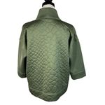 Calia Medium Crop Sweatshirt Quilted Pullover Funnel Neck 3/4 Sleeves Pocket Green Photo 3