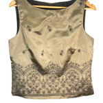 J.R. Nites Womens Olive Satin Shimmer Embroidered Goth Glam Evening Top Size 12 Green Photo 0