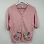 American Vintage Vintage Y2K Cottagecore Pink Floral Sweater Cardigan Size Large Coquette Photo 1
