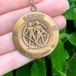 Vintage Rare Gemini Zodiac Heavy Pendant Necklace Photo 3
