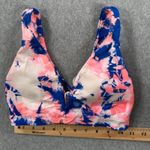 Maaji Marble Allure Long Line Reversible Bikini Top Women's Small Blue Pink Tie Photo 1