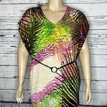 Dana Buchman Size XL Tropical Palm Leaf Printed Tunic Blouse w/ Braided Tie Belt Photo 0