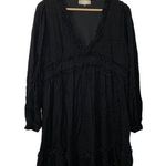 Altar'd State  Black Midi Boho Dress Tired Ruffled Small Photo 0