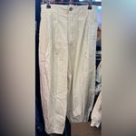 Free People NWT We The Free Ridley Pull-On Barrel Jeans - Ecru long - Small TALL Photo 6