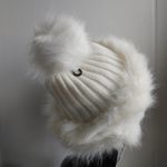 Faux Fur Trim & Pom Pom Ivory Knit Hat Photo 3