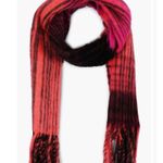 Frye Plaid Brushed Fringe Scarf burgundy pink Photo 0