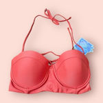 Ymi Nwt Womens size large strapless cupped pushup bright coral bikini top​​​…​ Photo 0
