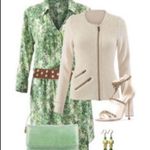 CAbi Leaf Print Dress Faux Wrap V-Neck Size M Photo 6