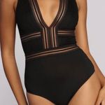 UNBRANDED Black Go Deep Lace V Bodysuit Size M Photo 0