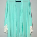Show Me Your Mumu  Mint Green Cardigan Lace Trim Kimono Beach Coverup Size Small Photo 0