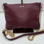Lodis Burgundy Pebble Leather Crossbody Bag Gold Chain Strap Zip Top Purple Photo 0