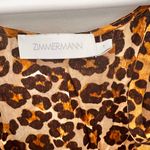 Zimmermann  Amelie Tie Shoulder 100% Silk Jumpsuit Leopard Print Size Small/6 Photo 4