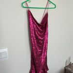 Lena Hot Pink Sequin Mini Dress with Lace up Back Photo 3