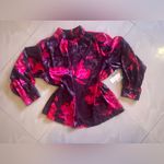 Nine West  DRESS BLOUSE  HIGH NECK LONG SLEEVES PLUZ SIZE XXL Pink Floral Photo 4