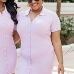 Pink Lily purple ribbed collared button-up summer shirt dress mini Med Photo 1