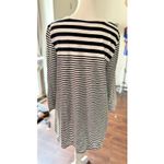 Chico's  Striped 3/4‎ Sleeve Pocket T Shirt Womens XL Black White Ultimate Tee Photo 3