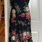 Y2k vintage asymmetrical floral rose print midi dress Black Size XL Photo 0