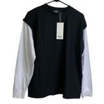 Azul by Moussy Long Sleeve Shirt Black Waffle White Layered Womens Size Medium Photo 0