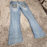 BKE Culture Stretch Women 26 x 33 1/2 Denim Jeans Flare Leg Raw Hem Light Wash Photo 2