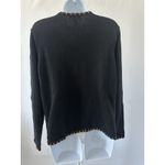 kim rogers Petite L Black Cardigan Christmas Sweater Beaded Poinsettias (b41) Photo 3