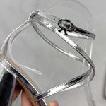 Gianvito Rossi NEW  Ludovica Mirrored Chrome Square Toe Block Heel Pumps Silver Photo 5