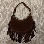 NWT Marlon Made In Italy Chocolate Brown Suede Crescent Fringe Shoulder Bag Photo 1