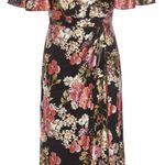 Adrianna Papell NWT Black Pink White Foiled Mesh Draped Midi Dress New Metallic Photo 4