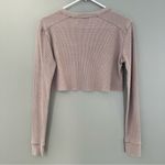 Wild Fable  Blush Pink Long Sleeve Thermal Waffle Knit Henley Crop Shirt M Photo 2