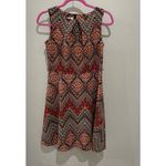 Signature Darby Women Sleeveless Fit & Flare Belted Dress Size 6P Multicolor Art Black Photo 6