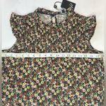 Adrianna Papell Women Small Floral Round Neckline Keyhole Button Flutter Sleeve Photo 7