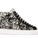 P448 Star High Top Faux Fur Platform Sneakers in Cowprint Photo 1
