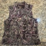 Charter Club Charter‎ Club Women's Large Relaxed Purple/ Brown  Velour Paisley Vest Photo 0