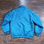 vintage • 80s silk bomber jacket quilted teal blue diamond zip front Robert Stoc Size M Photo 5