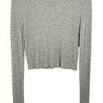 BP Gray Long Sleeve Crop Top Ribbed Knit Casual Womens Size L Everyday Basics Size L Photo 0