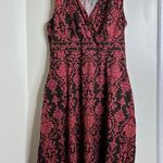 Croft & Barrow  Stretch Sleeveless Dress Size 14 Damask Floral Pattern pink brown Photo 1
