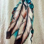 Indian Feather Western Graphic Print Brown T Photo 7