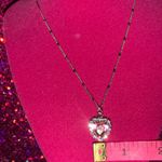 Baby Pink Heart Rhinestone Necklace Sterling Silver 925 Photo 6