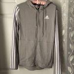 Adidas Gray Zip-Up Hoodie Jacket XS Athletic Outdoors Gym Active Sports 3-strip Photo 1