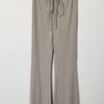 [TRESSER] Tan Criss Cross Tie Waist Ruched Low Rise Flare Leg Pants Size Small S Photo 0